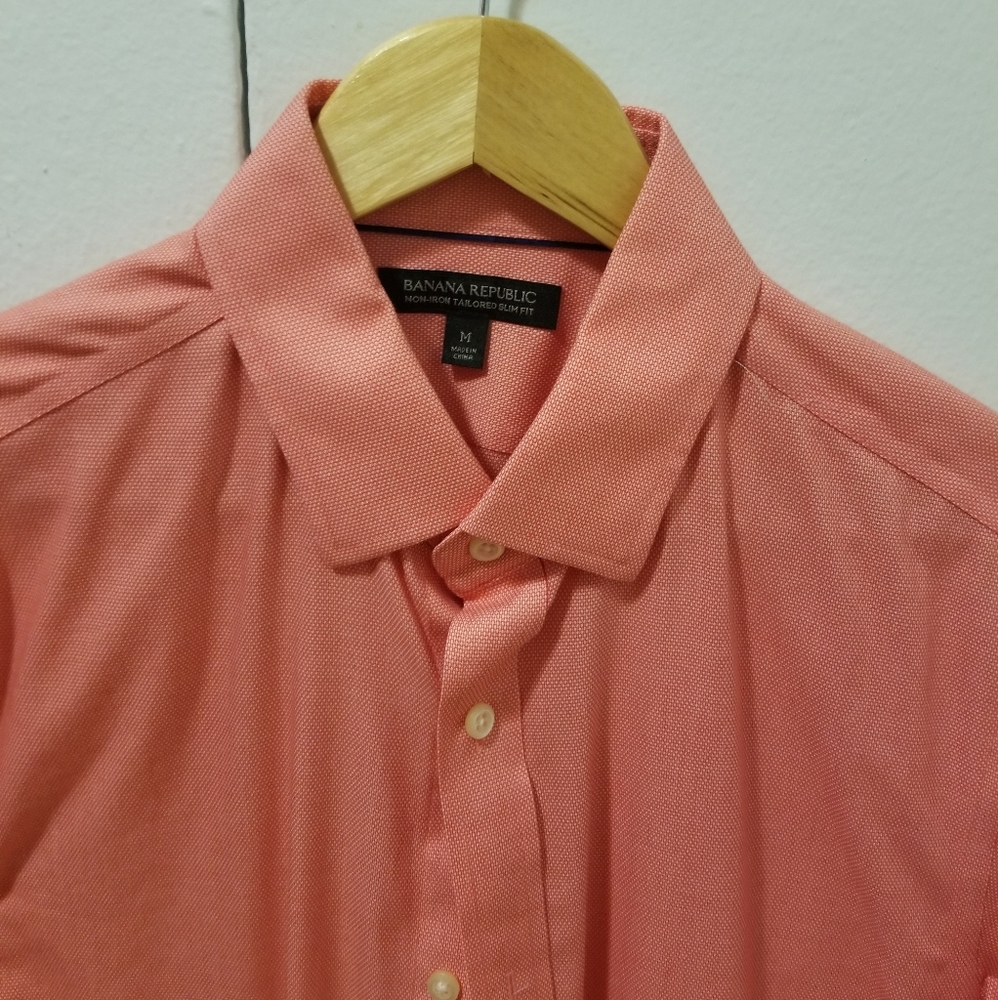 Mens like new orange button up shirt